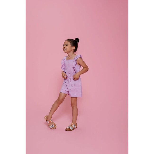 Jubel - Jumpsuit Kort Broderie Anglaise Violet - Lazy Lagoon