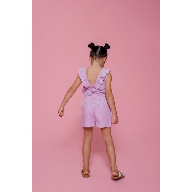 Jubel - Jumpsuit Kort Broderie Anglaise Violet - Lazy Lagoon