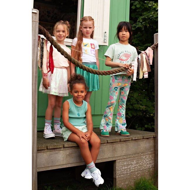 Jubel - Flared Broek AOP Jade Groen - Lazy Lagoon