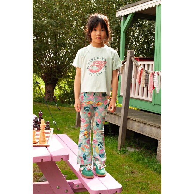 Jubel - Flared Broek AOP Jade Groen - Lazy Lagoon