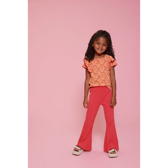 Jubel - Flared Broek Pointelle Rib Fuchsia - Lazy Lagoon