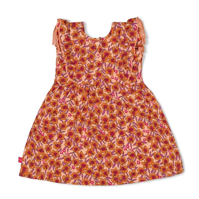 Feetje - Jurk AOP Perzik - Love Peace Aloha