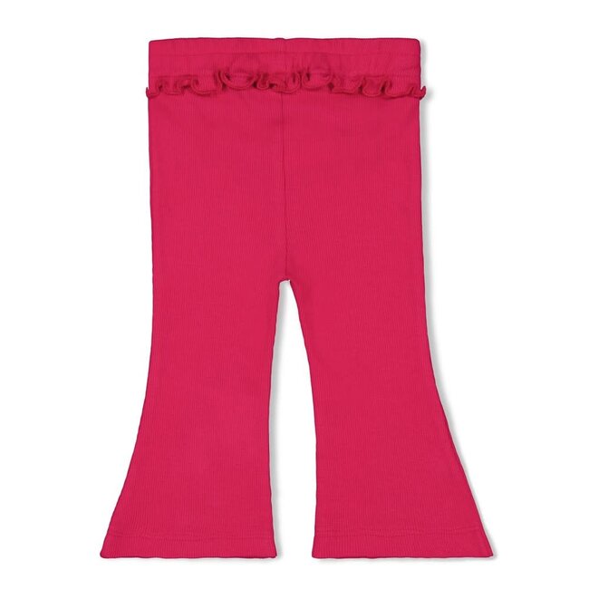Feetje - Flare Broek Rib Fuchsia - Love Peace Aloha