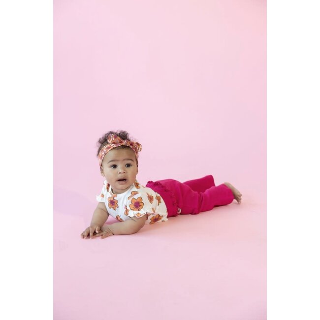 Feetje - Flare Broek Rib Fuchsia - Love Peace Aloha