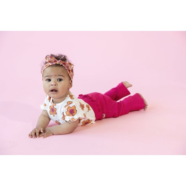 Feetje - Flare Broek Rib Fuchsia - Love Peace Aloha