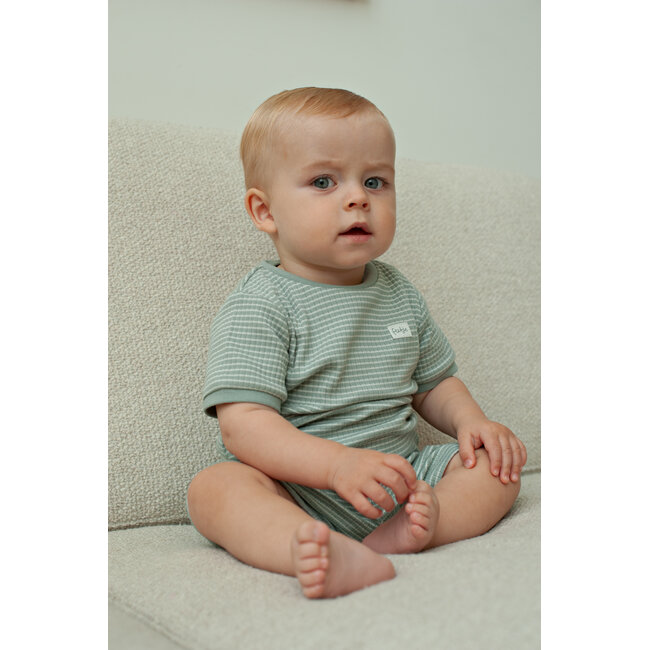 Feetje - Baby Shortama Wafel Zomer Pyjama - Zeegroen