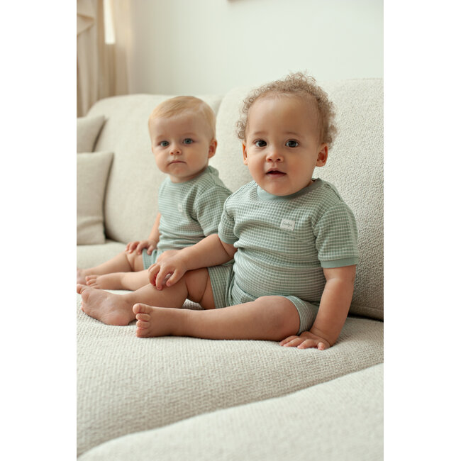 Feetje - Baby Shortama Wafel Zomer Pyjama - Zeegroen