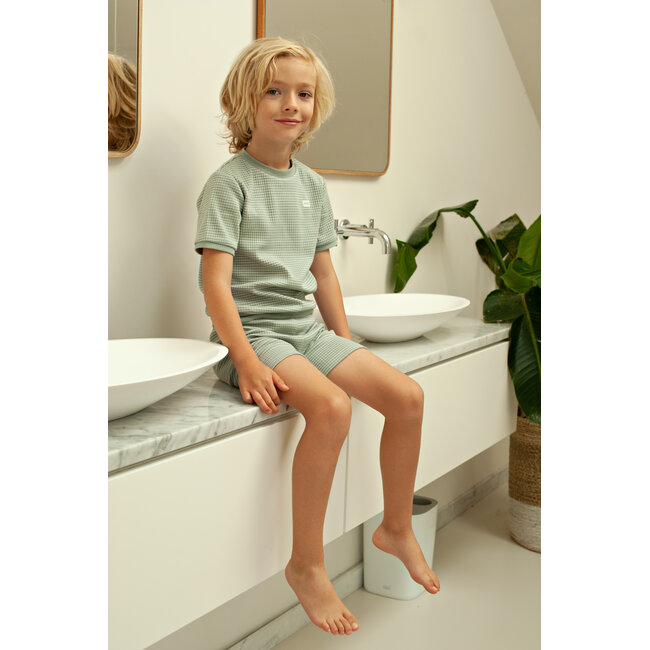 Feetje - Shortama Wafel Zomer Pyjama - Zeegroen