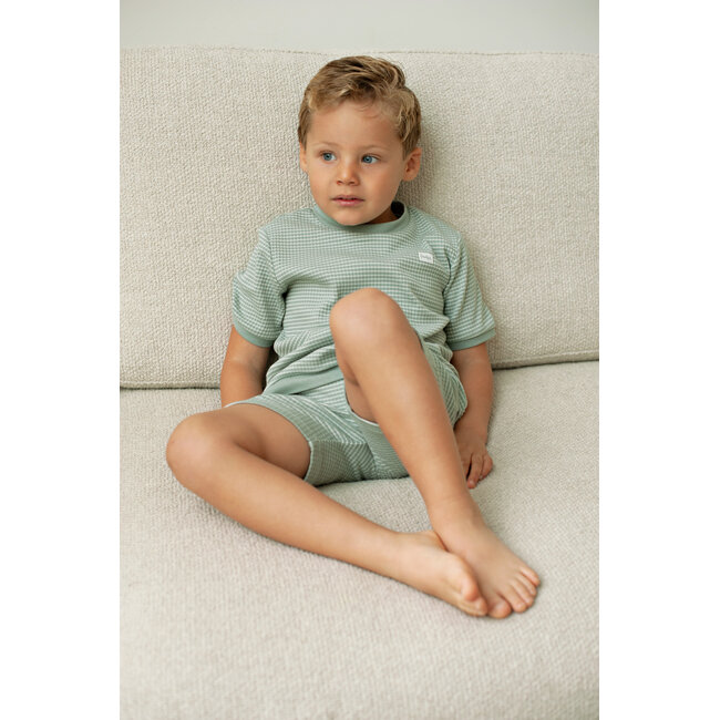 Feetje - Shortama Wafel Zomer Pyjama - Zeegroen