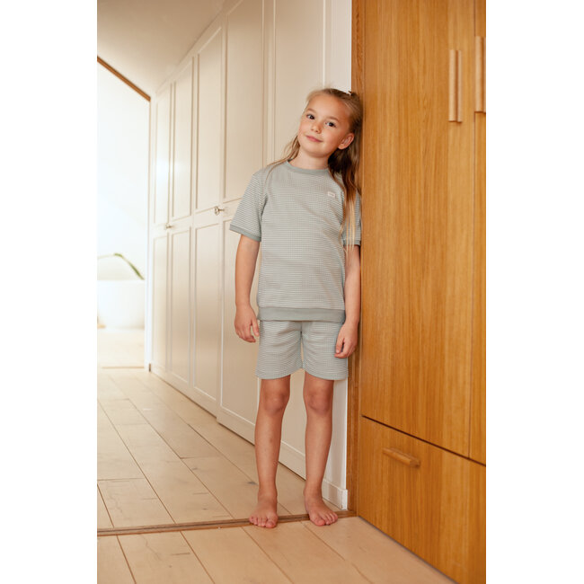 Feetje - Shortama Wafel Zomer Pyjama - Zeegroen