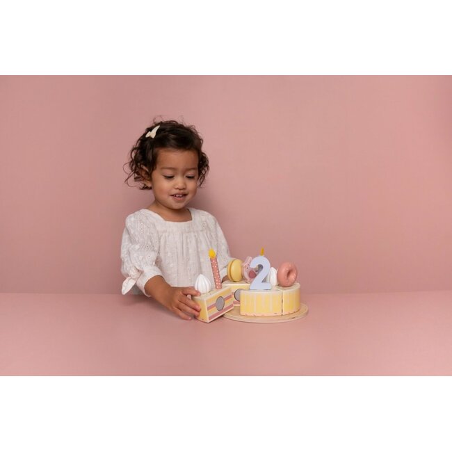 Little Dutch - Houten Verjaardagstaartje - Roze