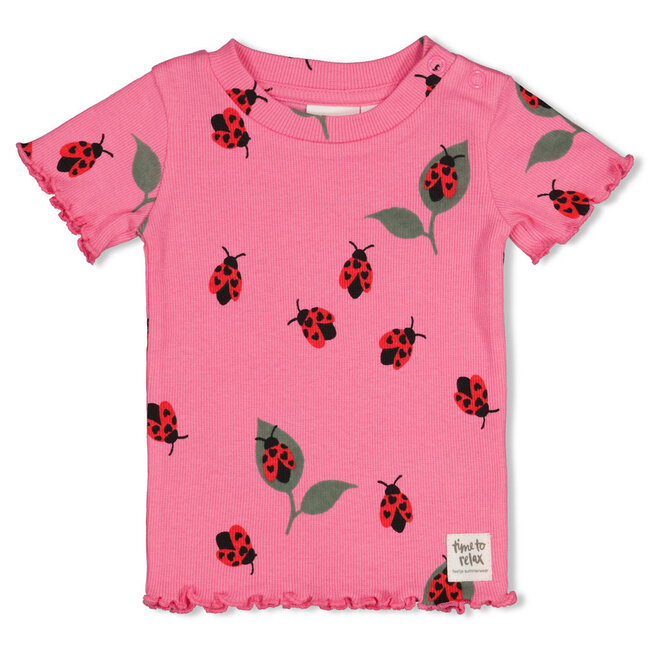 Feetje - Baby Shortama Zomer Pyjama Lily Ladybug - Roze - Premium Summerwear