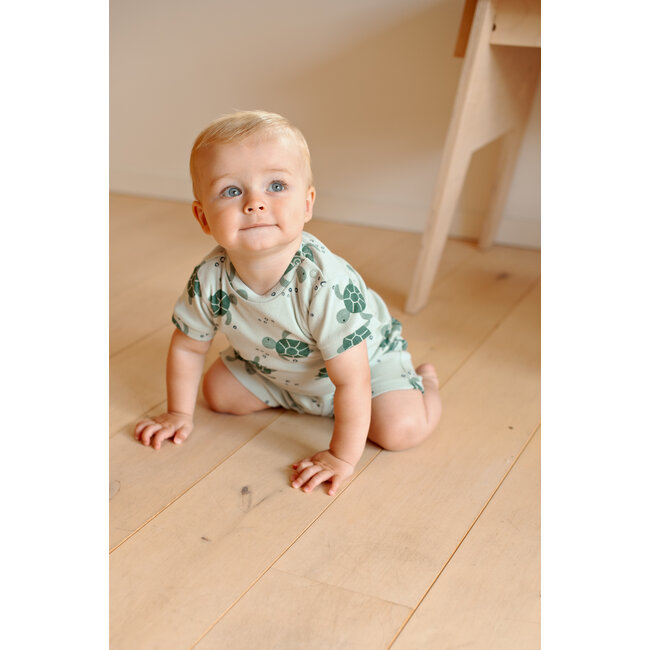 Feetje - Baby Shortama Zomer Pyjama Timmy Turtle - Mint - Premium Summerwear