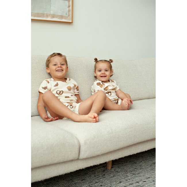 Feetje - Baby Shortama Zomer Pyjama Cosy Crumbs - Offwhite - Premium Summerwear