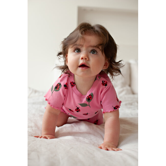 Feetje - Baby Shortama Zomer Pyjama Lily Ladybug - Roze - Premium Summerwear