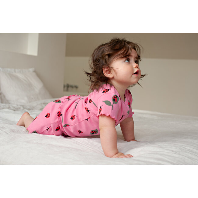 Feetje - Baby Shortama Zomer Pyjama Lily Ladybug - Roze - Premium Summerwear