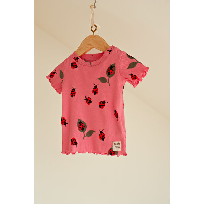 Feetje - Baby Shortama Zomer Pyjama Lily Ladybug - Roze - Premium Summerwear