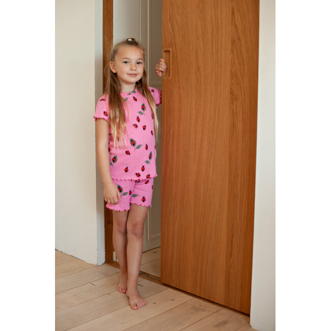 Feetje - Shortama Zomer Pyjama Lily Ladybug - Roze - Premium Summerwear
