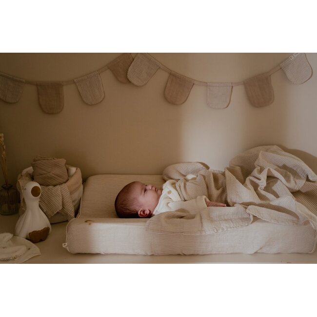 Little Dutch - Swaddle Doek Hydrofiel - Pure Soft Beige Stripe
