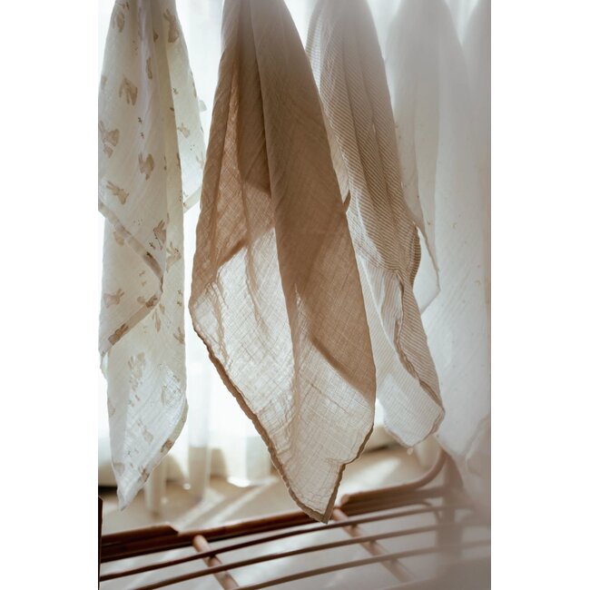 Little Dutch - Swaddle Doek Hydrofiel - Pure Soft Beige Stripe