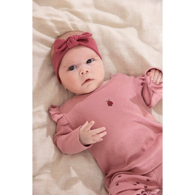 Feetje - Longsleeve Ajour Rib Roze - Ladybug