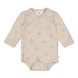 Feetje Feetje - Wikkelromper AOP Taupe Melange - The Cuddle Company