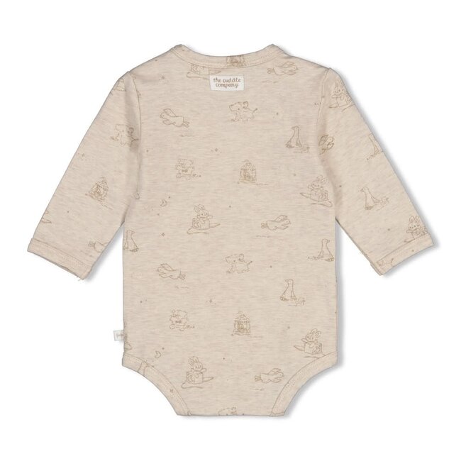 Feetje - Wikkelromper AOP Taupe Melange - The Cuddle Company