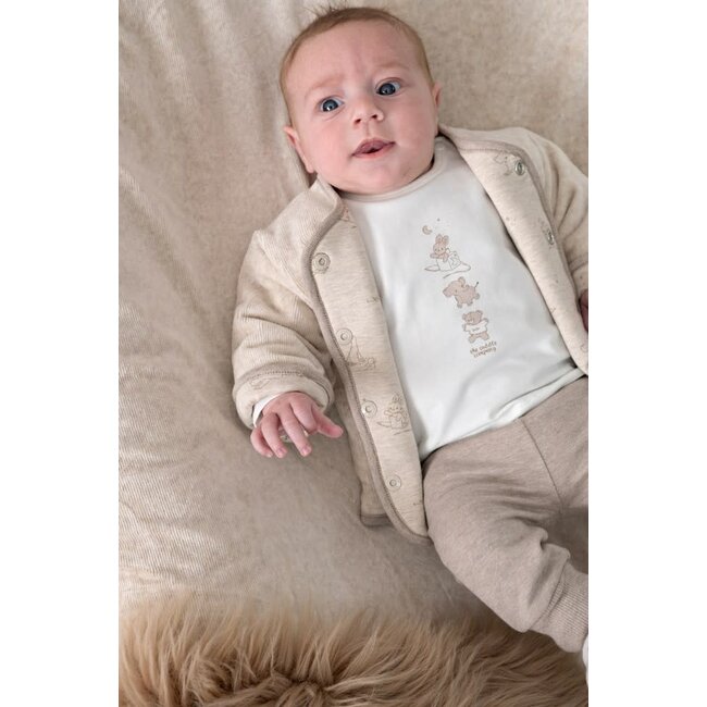 Feetje - Omkeerbaar Jasje Velours Rib Taupe Melange - The Cuddle Company