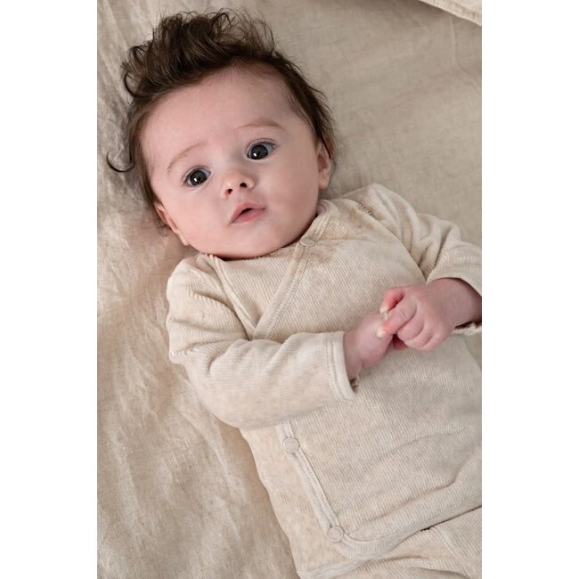 Feetje - Overslagshirt Velours Rib Taupe Melange - The Cuddle Company