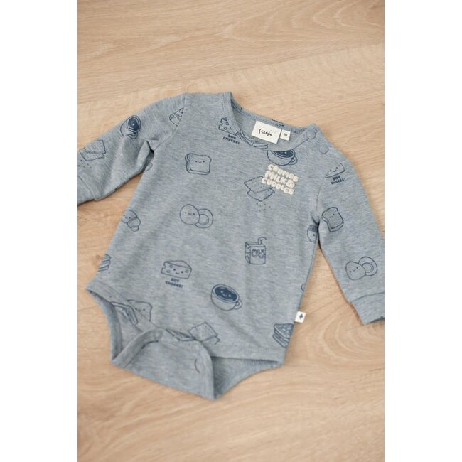 Feetje - Romper AOP Blauw Melange - Breakfast Buddy
