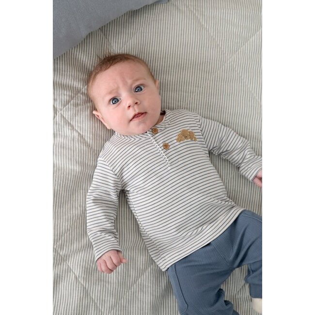 Feetje - Longsleeve Rib met Streep Blauw - Breakfast Buddy
