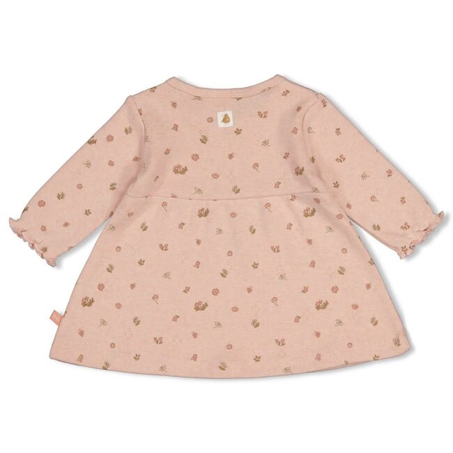 Feetje - Jurk Pointelle Rib AOP Roze Melange - Fall in Love