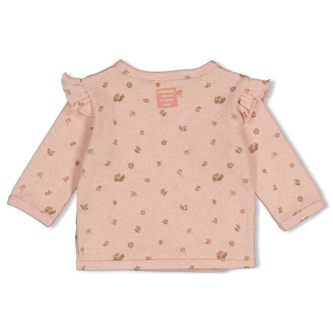 Feetje - Overslagshirt Pointelle Rib AOP Roze Melange - Fall in Love