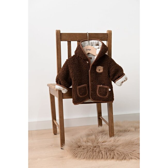 Feetje - Omkeerbaar Teddy Jasje met Capuchon Bruin - Tiny Timber Tales