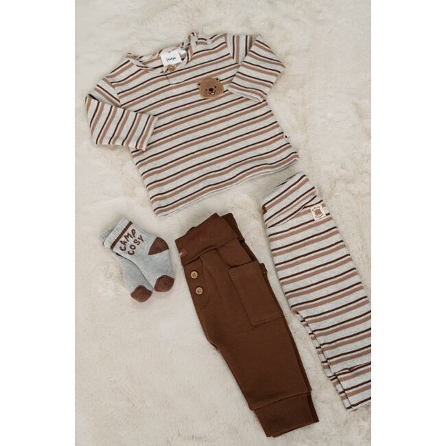 Feetje - Broek Rib met Streep Grijs Melange - Tiny Timber Tales