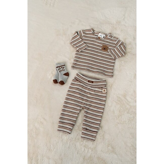 Feetje - Broek Rib met Streep Grijs Melange - Tiny Timber Tales