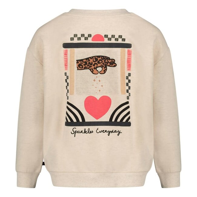 Jubel - Sweater met Backprint Relaxed Fit Offwhite Melange - City Chic