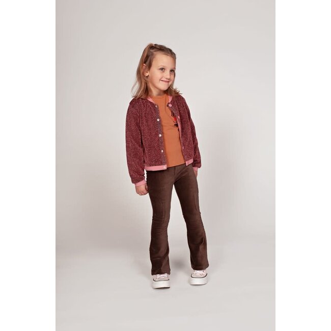 Jubel - Flared Broek Velours Rib Bruin - City Chic