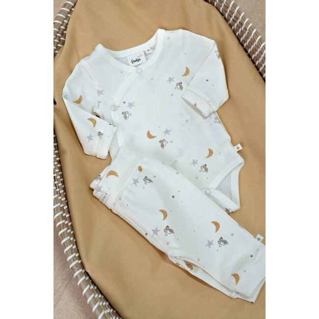 Feetje - Wikkelromper AOP Offwhite - Over the Moon for You