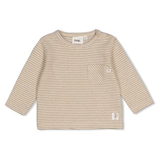 Feetje Feetje - Longsleeve Rib met Streep Taupe - Over the Moon for You