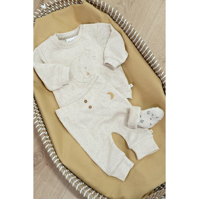 Feetje - Broek Rib Offwhite Melange - Over the Moon for You