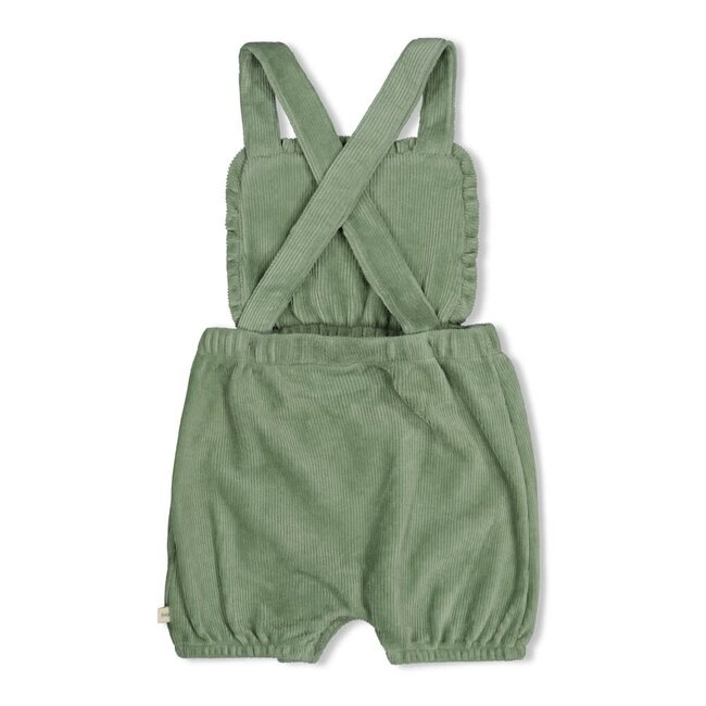 Feetje - Tuinbroek Kort Velours Rib Jade Groen - Lucky Bloombird