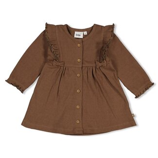 Feetje Feetje - Jurk Pointelle Rib AOP Bruin -  Lucky Bloombird