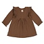 Feetje - Jurk Pointelle Rib AOP Bruin -  Lucky Bloombird
