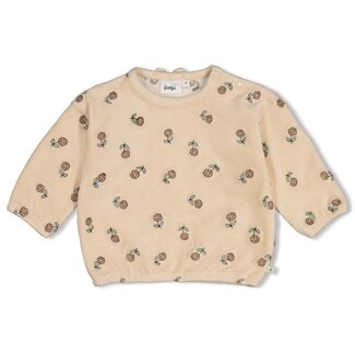 Feetje Feetje - Sweater Velours Rib met Borduursels Offwhite - Lucky Bloombird