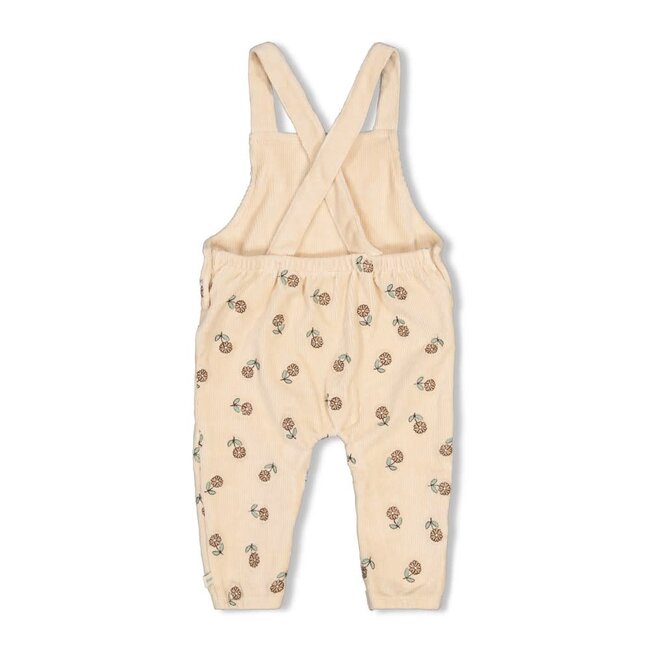 Feetje - Tuinbroek Velours Rib met Borduursels Offwhite - Lucky Bloombird