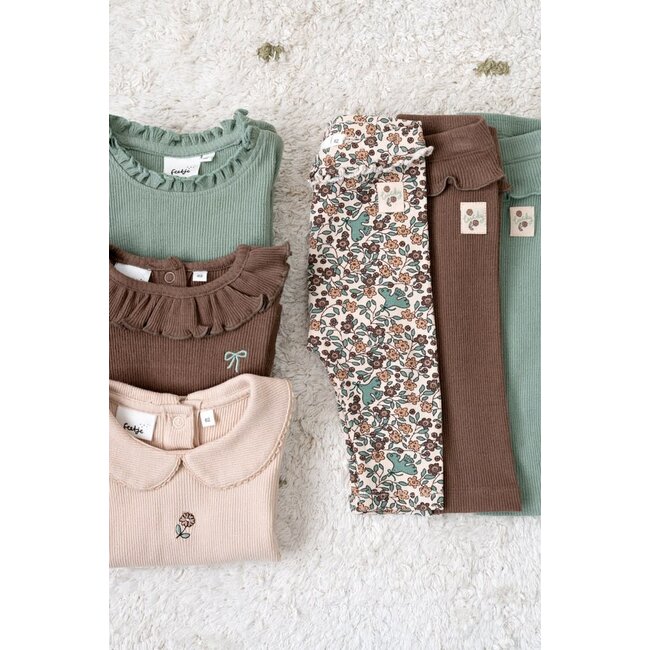 Feetje - Legging / Broek Pointelle Rib Bruin - Lucky Bloombird