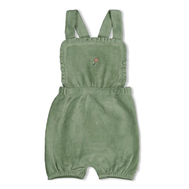 Feetje - Tuinbroek Kort Velours Rib Jade Groen - Lucky Bloombird
