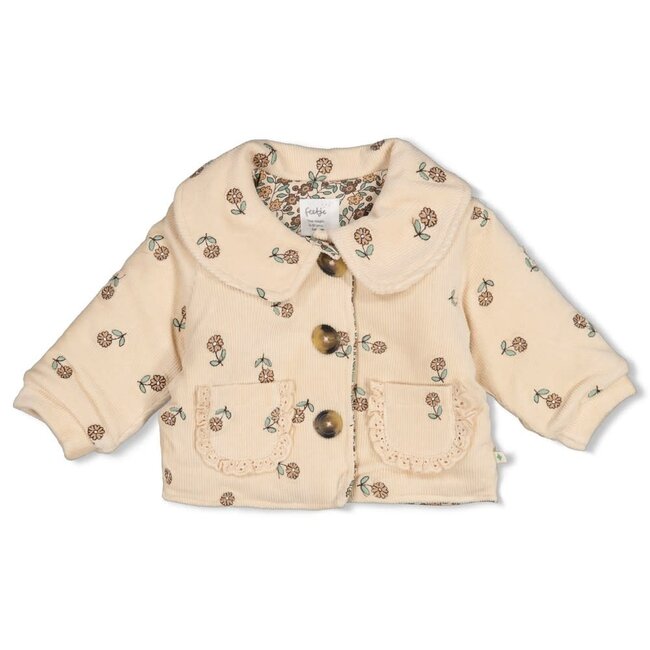 Feetje - Jasje Velours Rib met Borduursels Offwhite - Lucky Bloombird