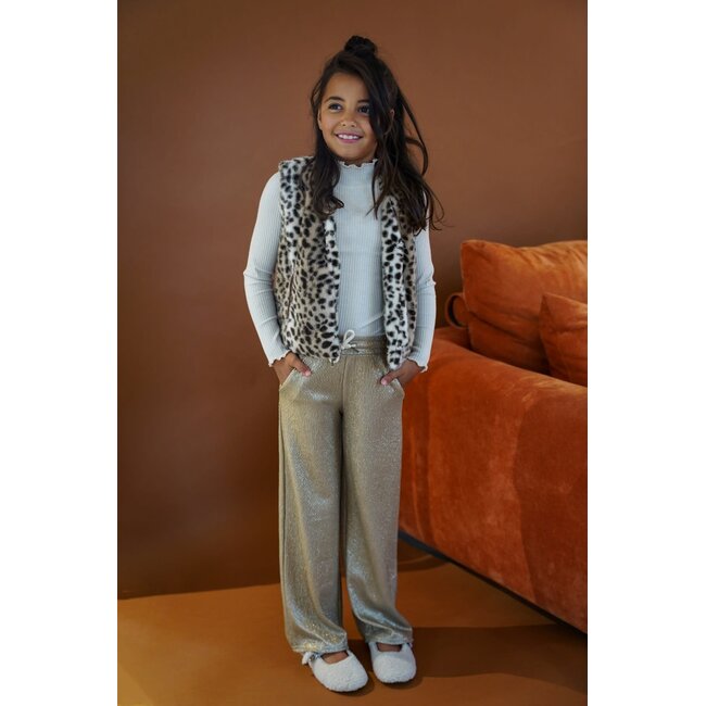 Like Flo - Metallic Straight Leg Pants Fenya - Soft Gold
